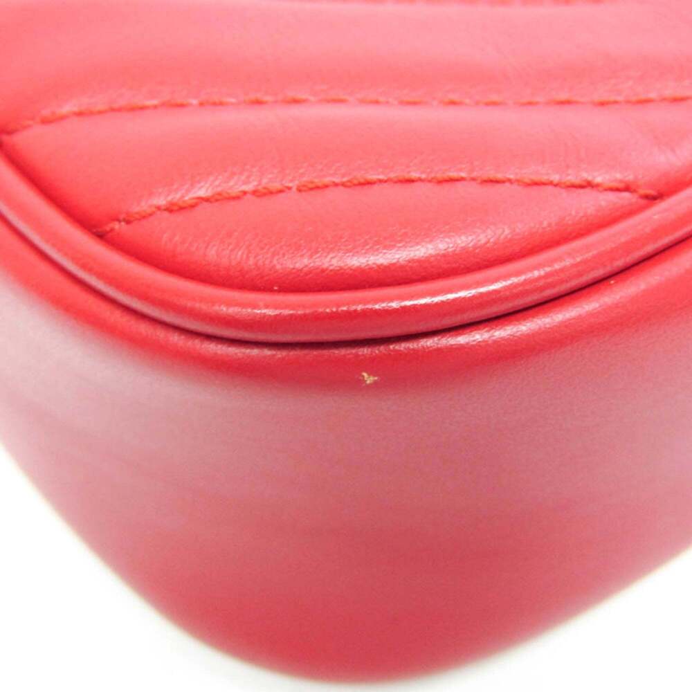 GUCCI Authentic Red Leather GG Marmont Shoulder Bag - Picture 5 of 12